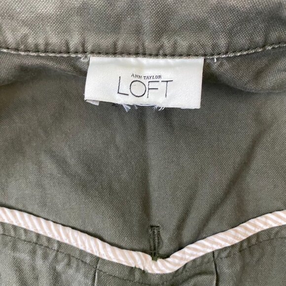 Ann Taylor LOFT Olive Green Button-Up Military Style Jacket Size Small - Medium - Picture 3 of 11